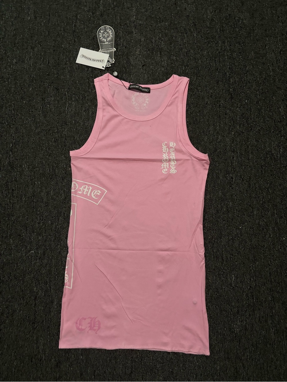 Chrome Hearts Pale Pink Gothic Logo Tank